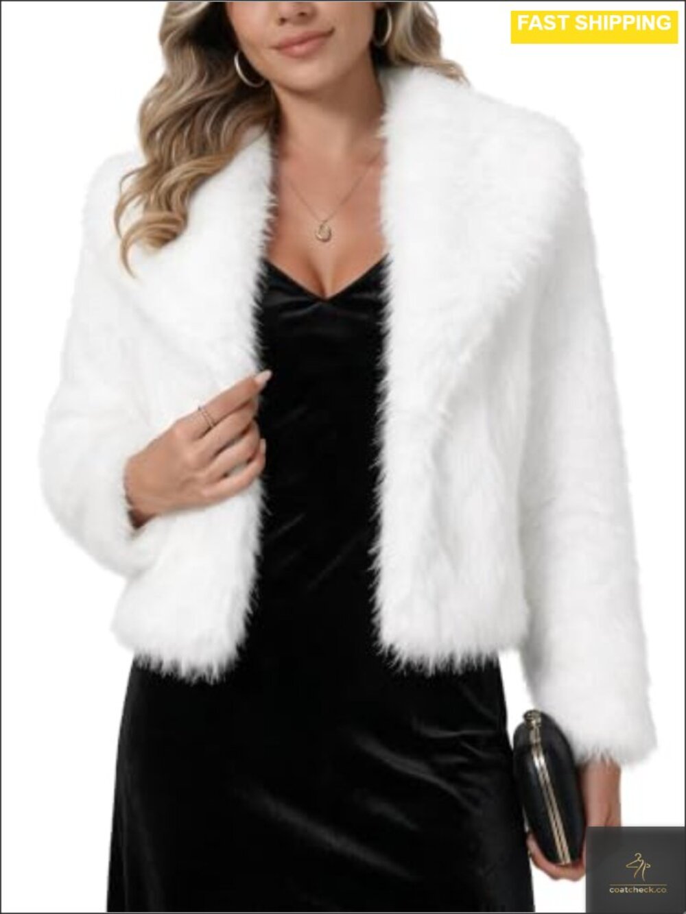 Faux Fur Coat Lapel Fluffy Short Crop Jacket Winter Outwear